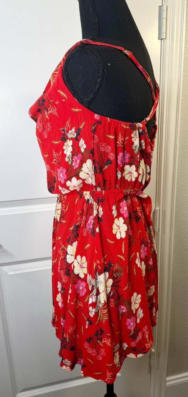 O'Neill Red Floral Cowl Neck Mini Dress Size M - Picture 5 of 6